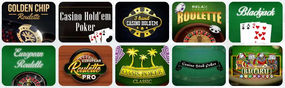 Jeux de table chez Europe Fortune Casino